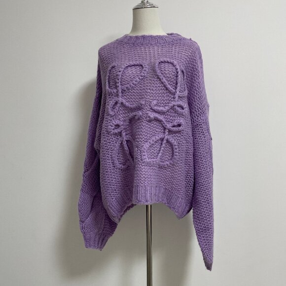 Anagram Open-knit Mohair-blend Sweater In Purple - Picture 2 of 10